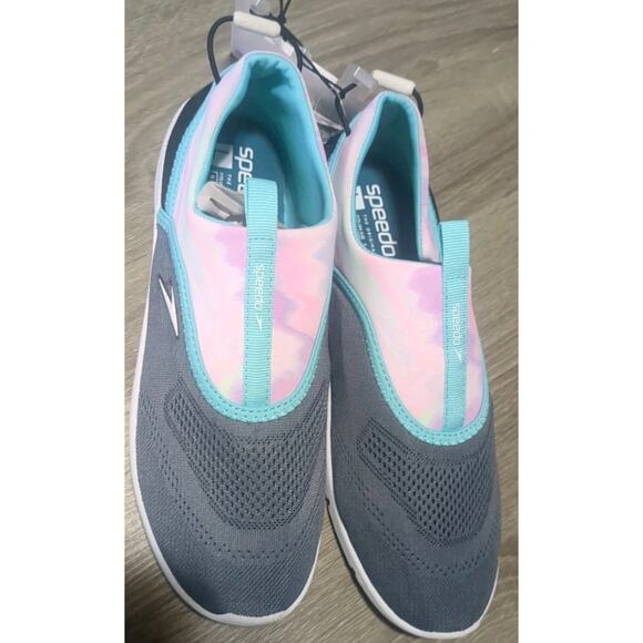 NEW ~ ADULT Large (9-10) ~ Speedo Water Shoes ~GRAY PINK TURQUOISE Beautiful! - Picture 2 of 13